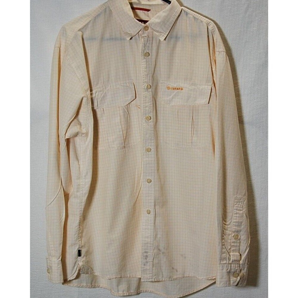 SIMMS Men’s 3XDRY Fly Fishing Shirt Yellow  Plaid Outdoors Size Large